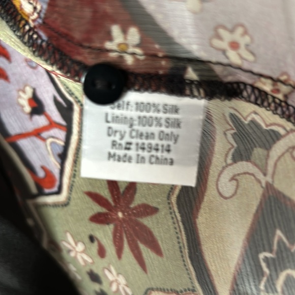 Johnny Was Silk 2 Print Button Up Blouse With Silk Cami - Picture 6 of 9